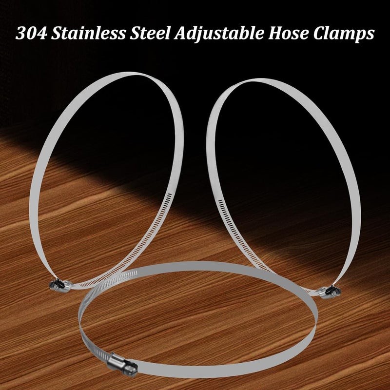 AUXBC 4PCS 10 Inch Adjustable 304 Stainless Steel Hose Clamps, Worm Gear Duct Clamp for Air Ducting, Automotive Plumbing and Mechanical Applications, Fits 9"-10" (232-254mm) Diameter Hoses - Image 3